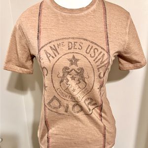 DIOR NWT T-Shirt Linen/Cotton Pink Beige T-shirt SZ:XS RETAIL $820